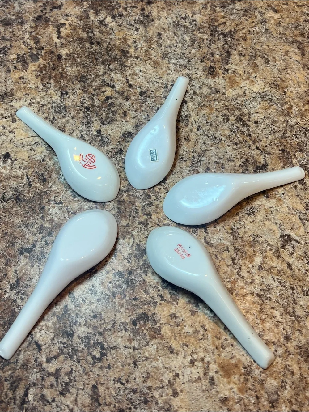 Porcelain Asian-Style Soup Spoons - Assorted Red, Green, Yellow, White